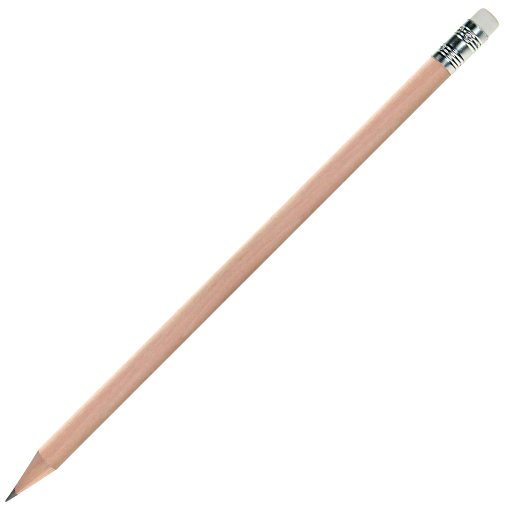 Bleistift, natur, Made in EU, FSC®, rund, mit Radierer