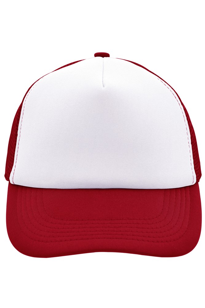 5 Panel Polyester Mesh Cap - White/red (ca. Pantone white
200C)