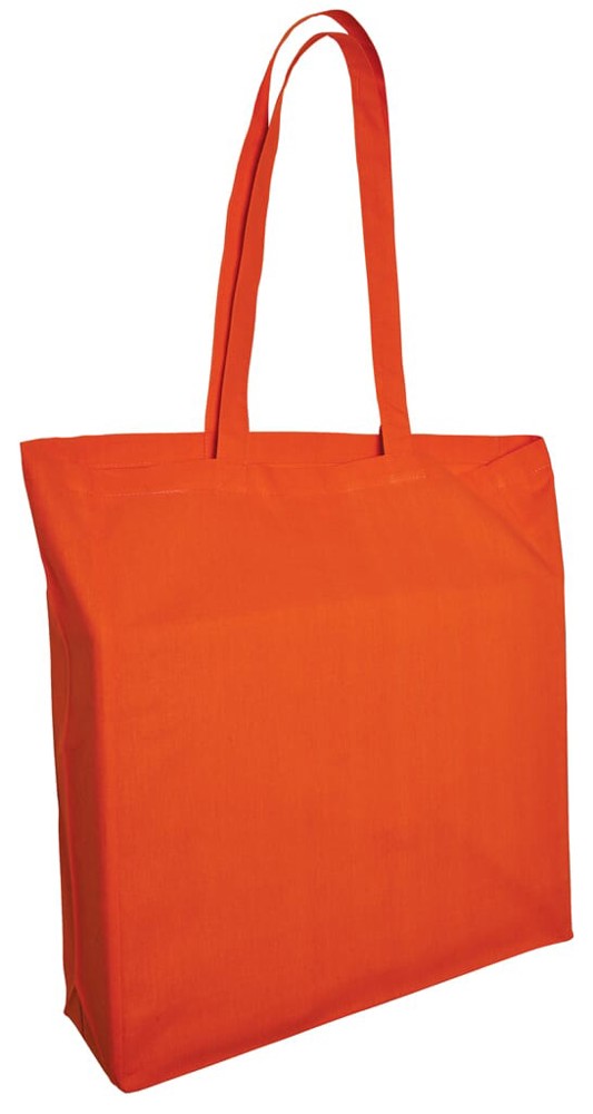 Baumwolltaschen mit langen Henkeln und Bodenfalte, 140 gr/m² - Orange (PMS 165c) / Orange