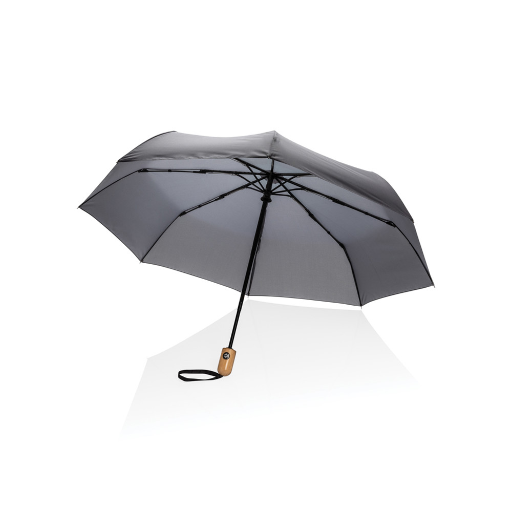 21" Impact AWARE™ RPET 190T Bambus-Schirm autom. open/close - anthrazit (± PMS Cool Grey 11)