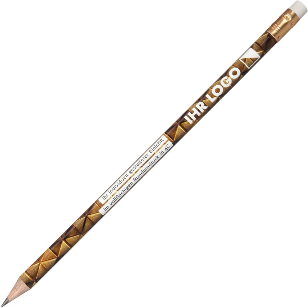 Bleistift inkl. 360° Folientransferdruck - weiß / gold