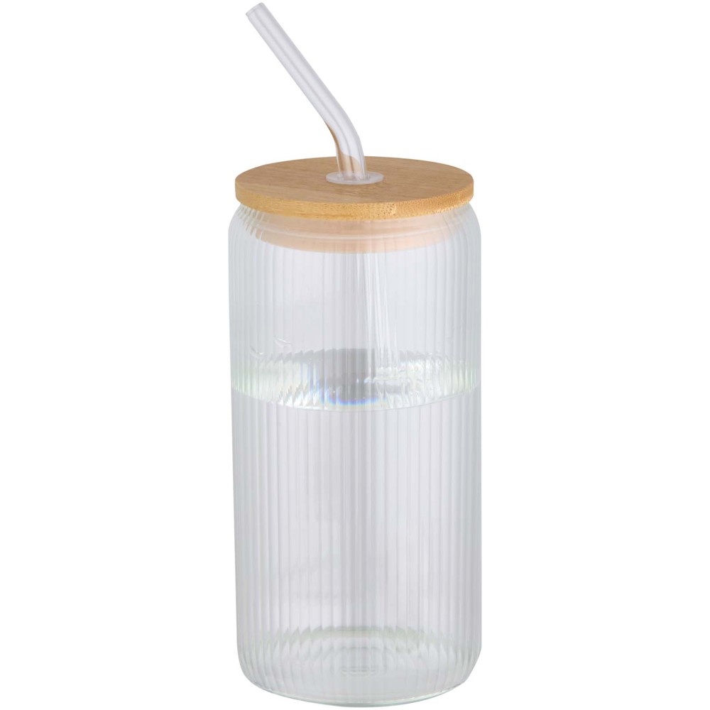 Mirage 500 ml einwandiges Glas aus Borosilikatglas mit Bambusdeckel