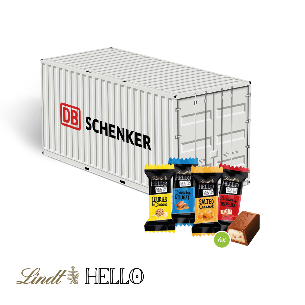 3D Präsent "Container" mit Lindt HELLO Mini
