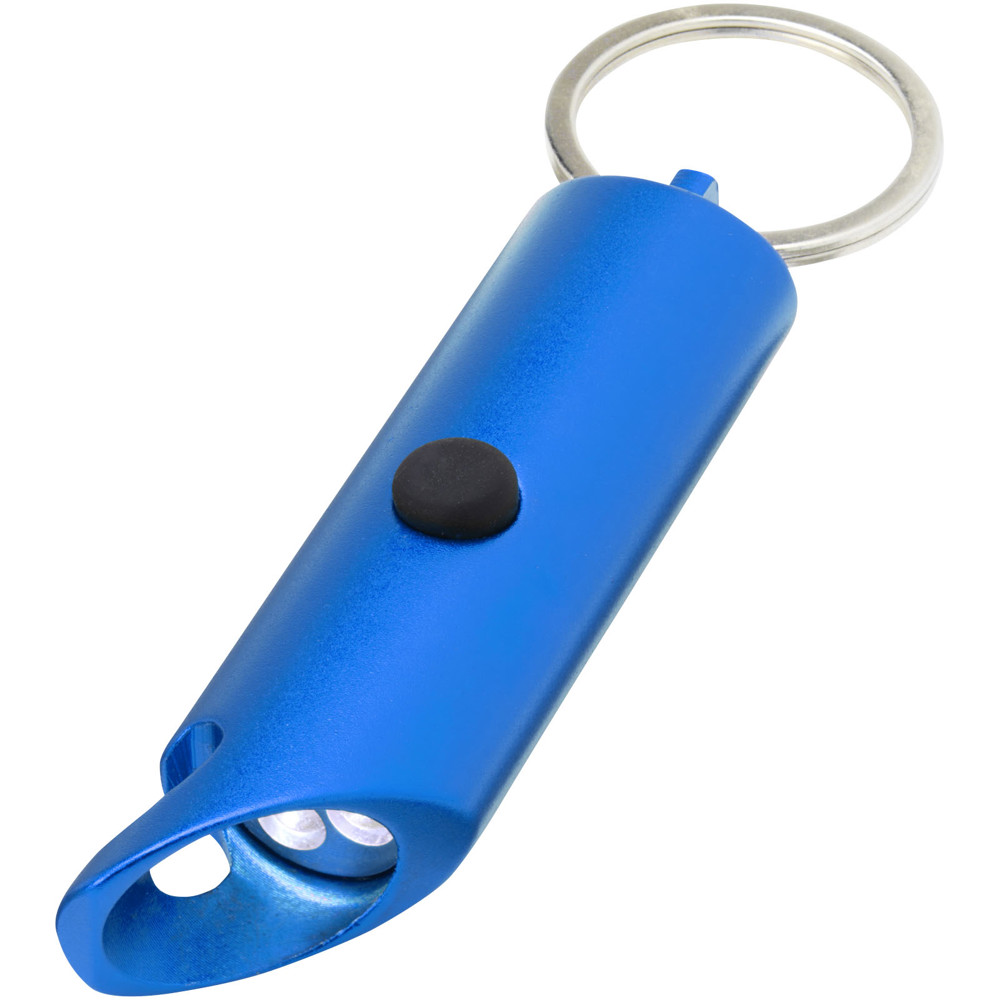 Flare IPX-LED-Lampe und Flaschenöffner aus recyceltem Aluminium mit Schlüsselanhänger - royalblau