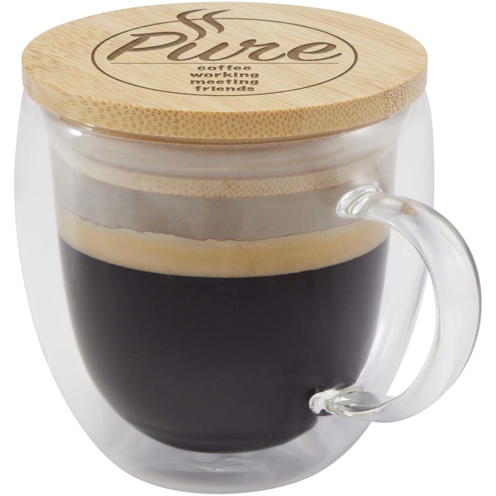 Lenora 250 ml Glasbecher mit Bambusdeckel