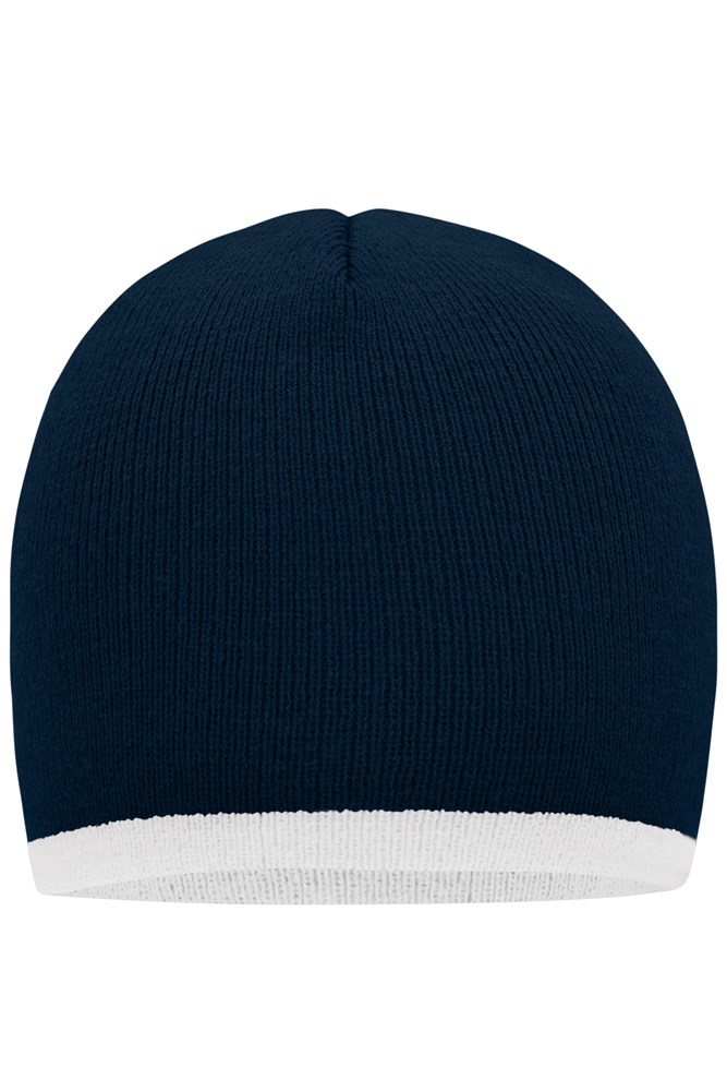 Beanie with Contrasting Border - Navy/white (ca. Pantone 296C
white)