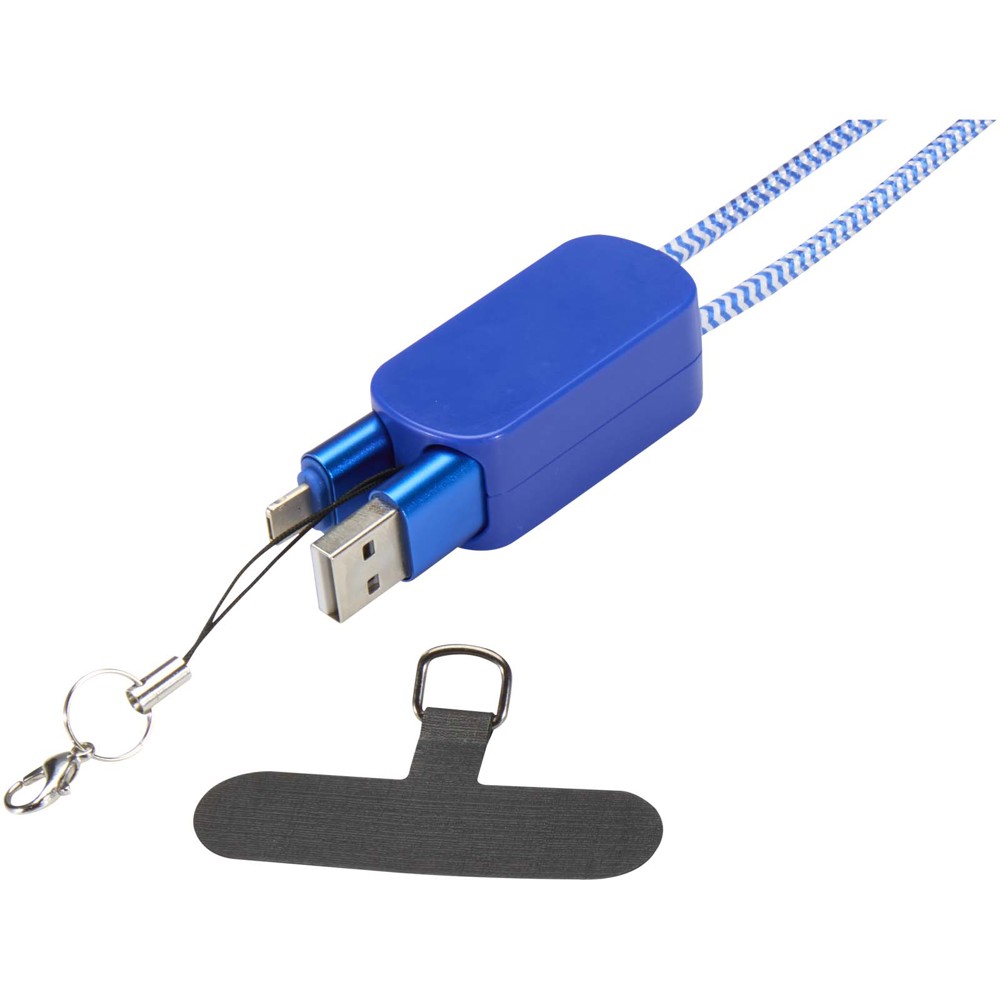 Anser Smartphone Lanyard aus recyceltem Kunststoff mit 27 W 5-in-1 integriertem Kabel
