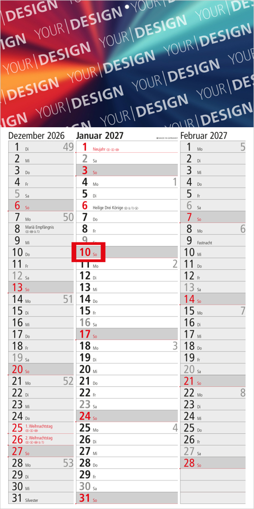 3-Monatskalender Einblatt Spectrum 3 EXPRESS